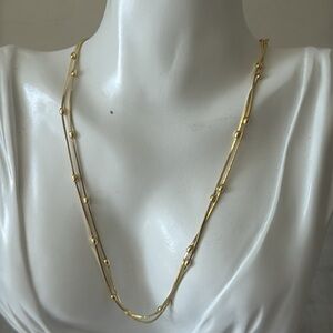 Mia Fiore Italy Double Chain Necklace Gold Plated 925 Sterling Silver Beads 16"